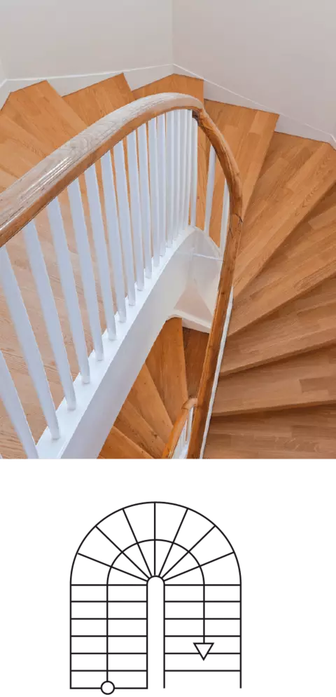 Schody zabiegowe drewniane dywanowe